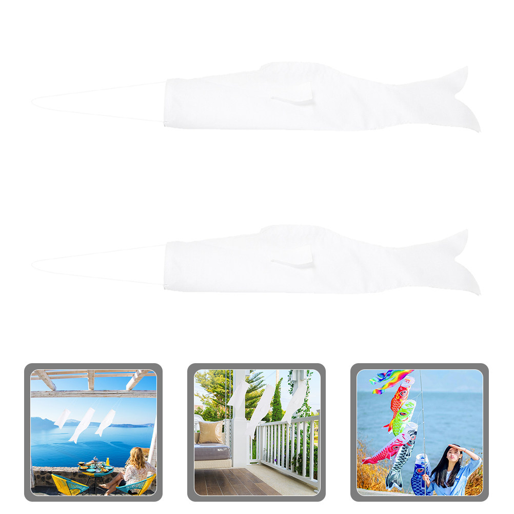 Kids Outdoor Garden Set - 2Pcs DIY Blank Carp Windsocks Painting