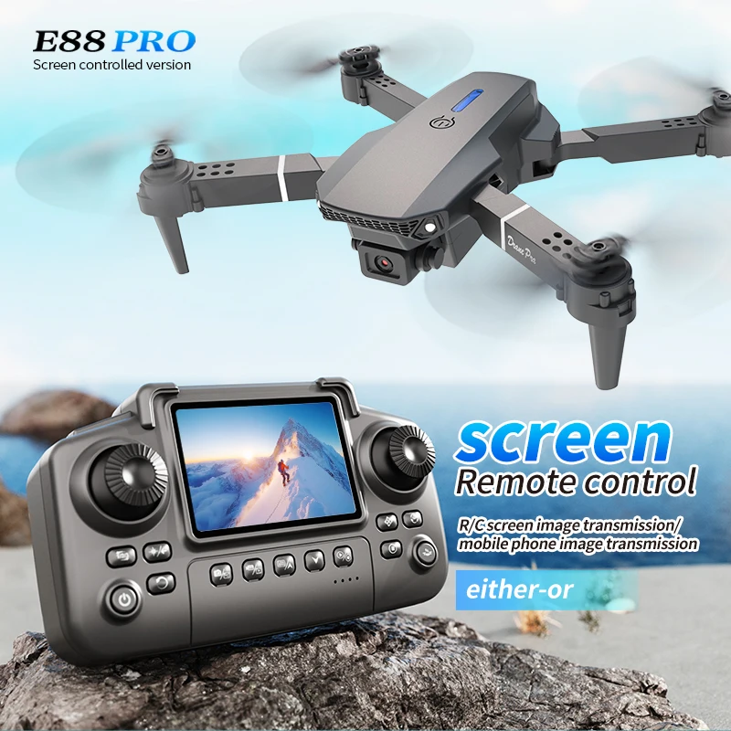 Kids Outdoor Exercise Equipment - Professional E88 PRO Drone with screen