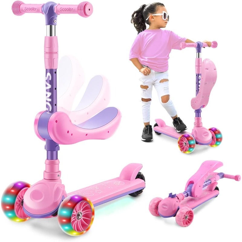 Kids Outdoor Exercise Equipment - 2-in-1 Kids Kick Scooter with LED