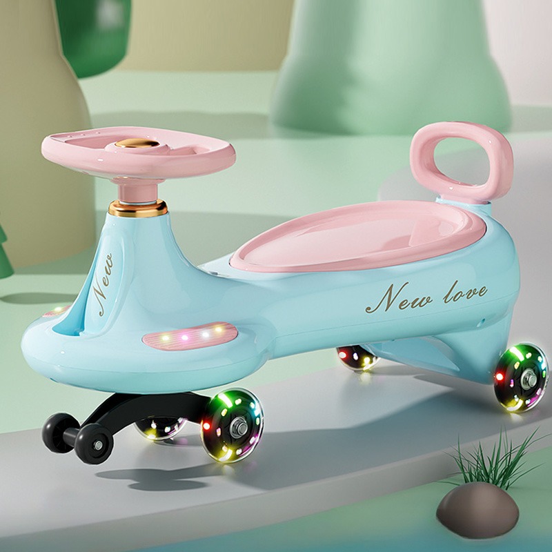 Kids Outdoor Slide Set - Cute Kids Swing Wiggle Car Anti-Tip