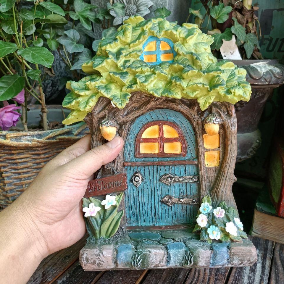 Kids Outdoor Fairy Garden - Wooden Miniature Fairy Gnome Engraved Design