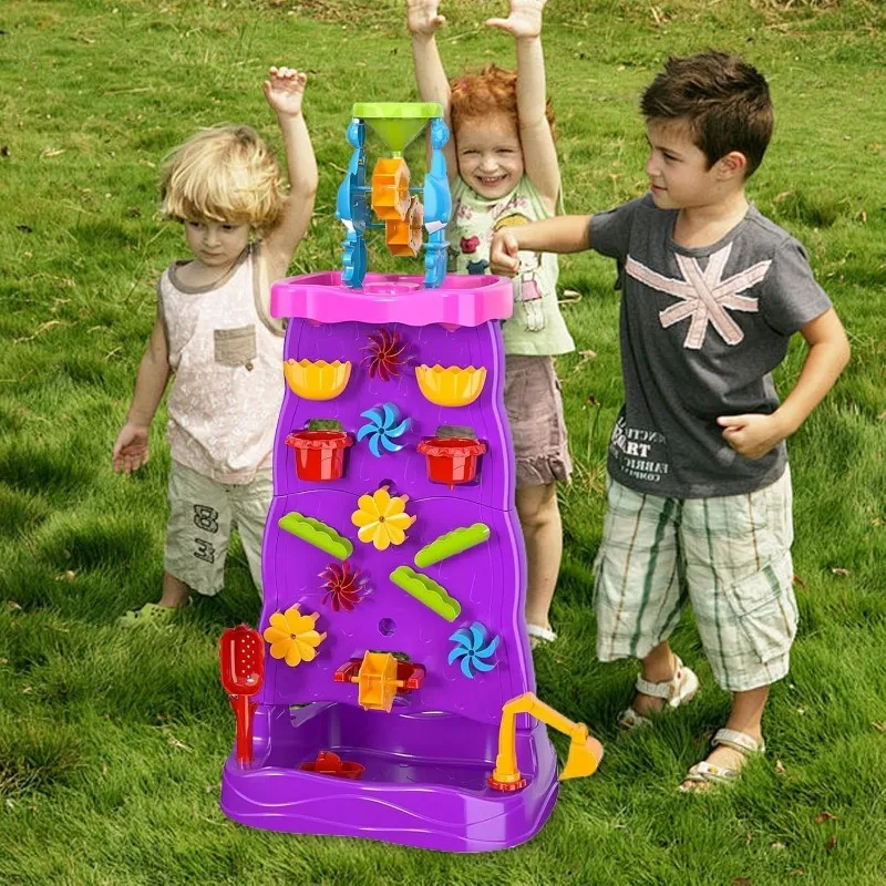 Kids Outdoor Activity Table - Water Table for Kids Double-Sided Waterfall