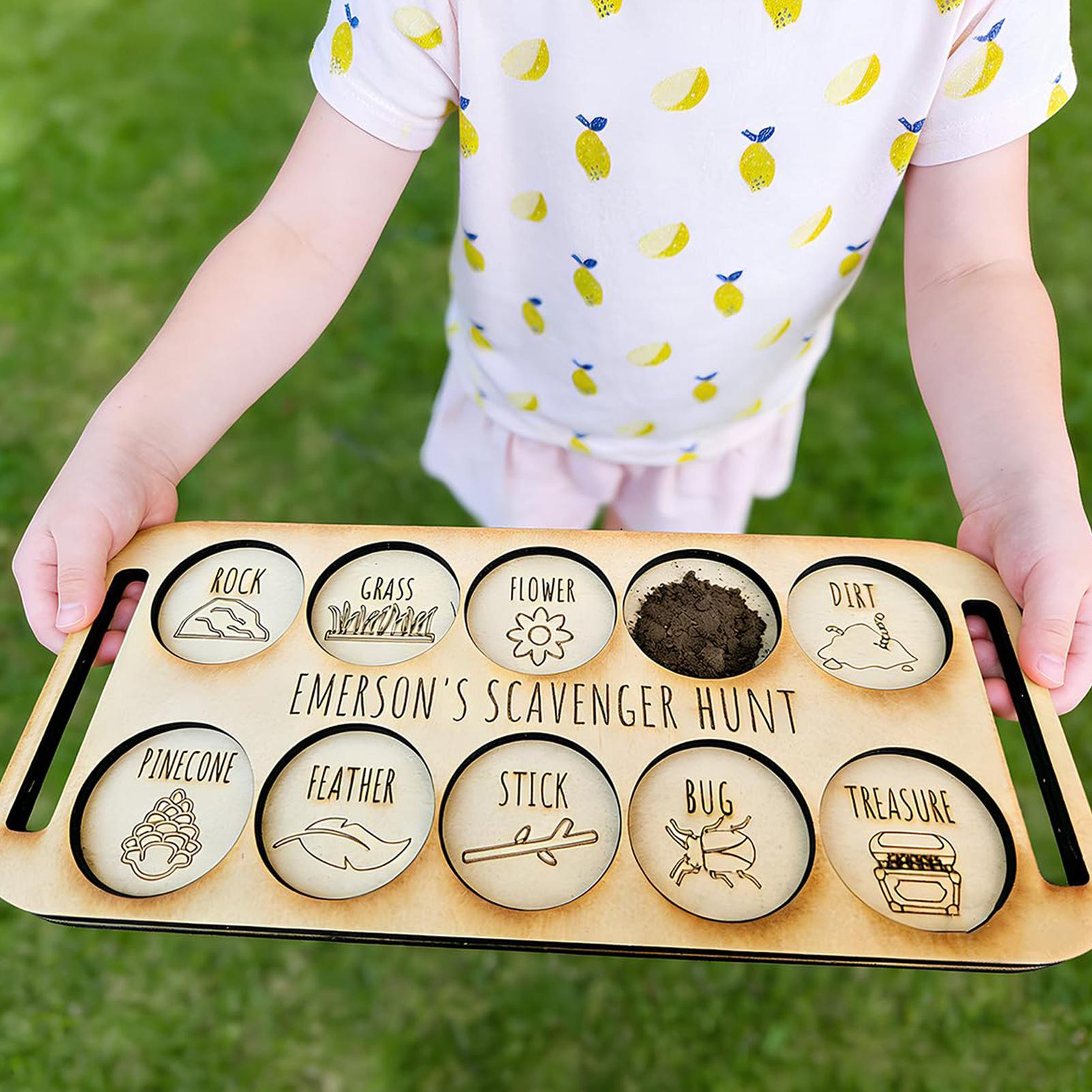 Kids Outdoor Nature Scavenger Hunt - Scavenger Hunt for Kids Wooden Nature