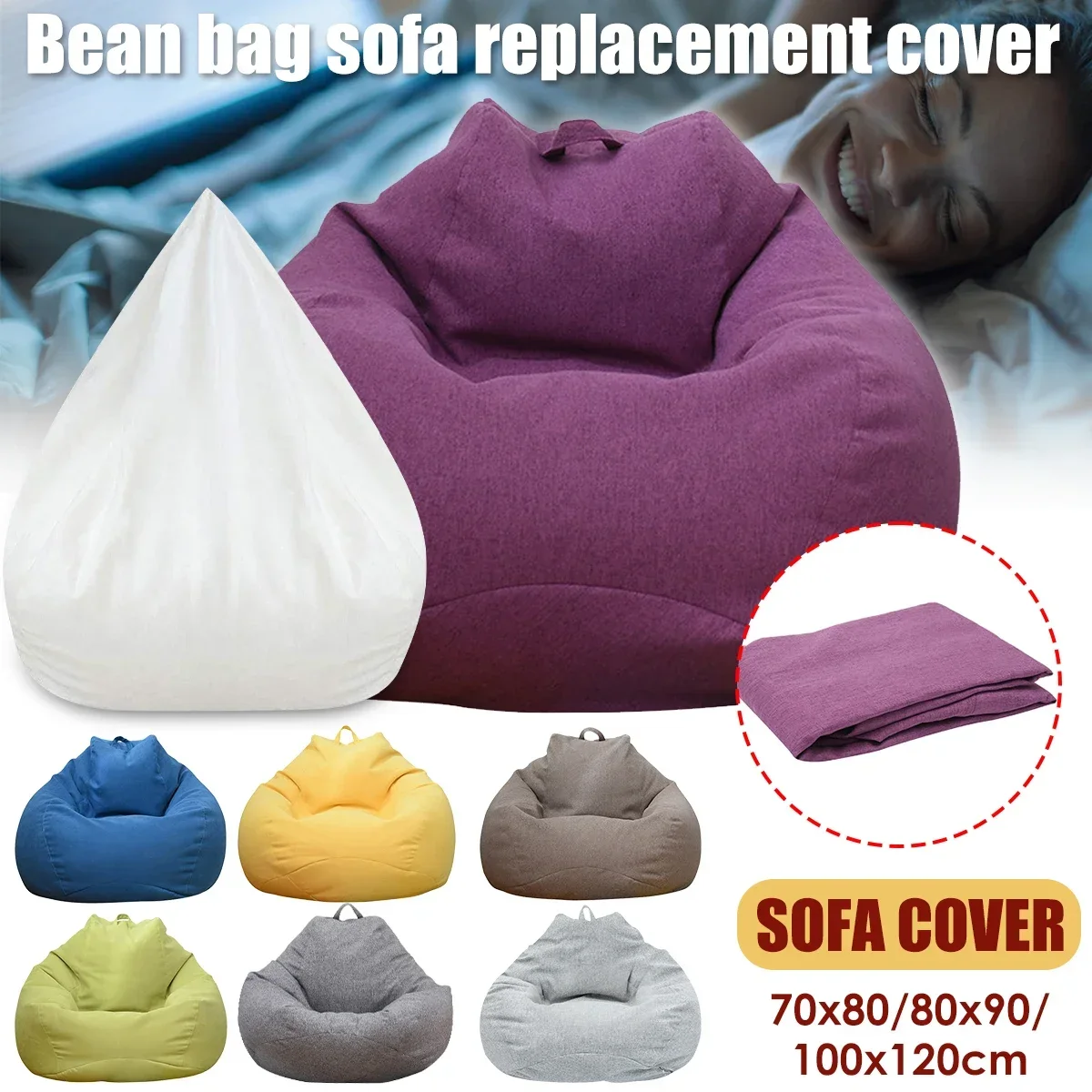 Kids Outdoor Lounge Chair With Umbrella - Large Bean Bag Chair Sofa Cover