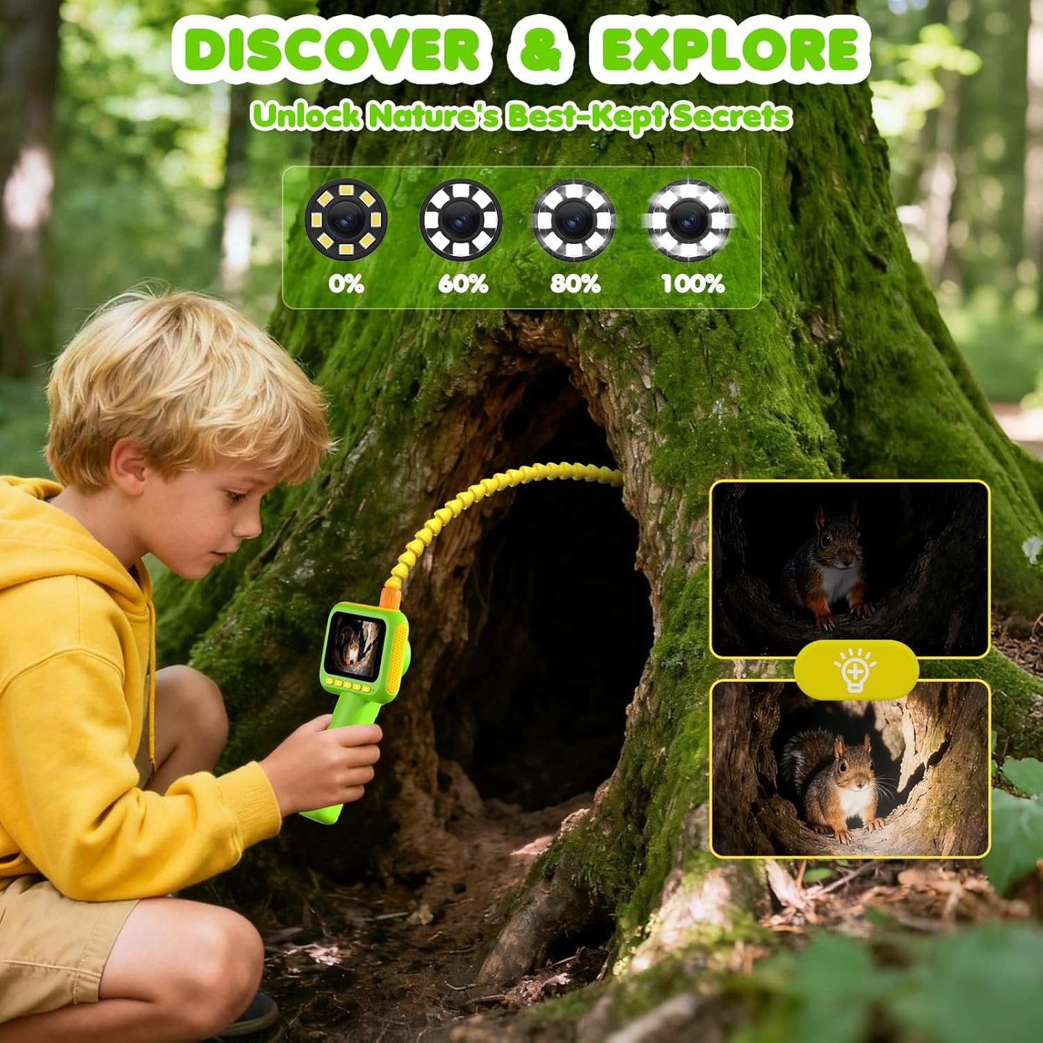 Kids Outdoor Nature Toys - Endoscope for Kids, Borescope Snake Camera