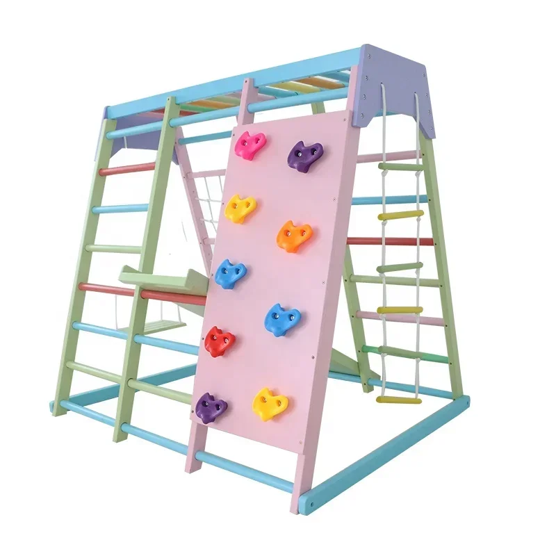 Kids Outdoor Slide Set - Kids Wooden Climbing Frame Indoor Set