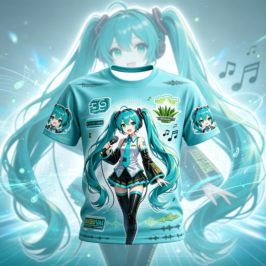 Kids Outdoor Outfit - Hatsune Miku Anime Pattern Summer Short