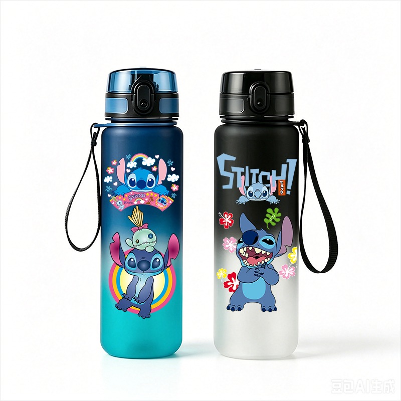 Kids Outdoor Kitchen - Stitch Anime Water Bottle 650ml Leakproof