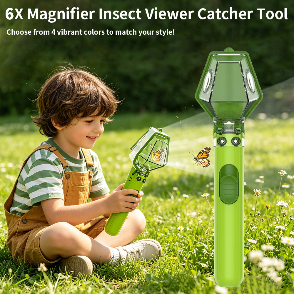 Kids Outdoor Nature Toys - 6X Magnifier Kids Bug Catcher, Clear