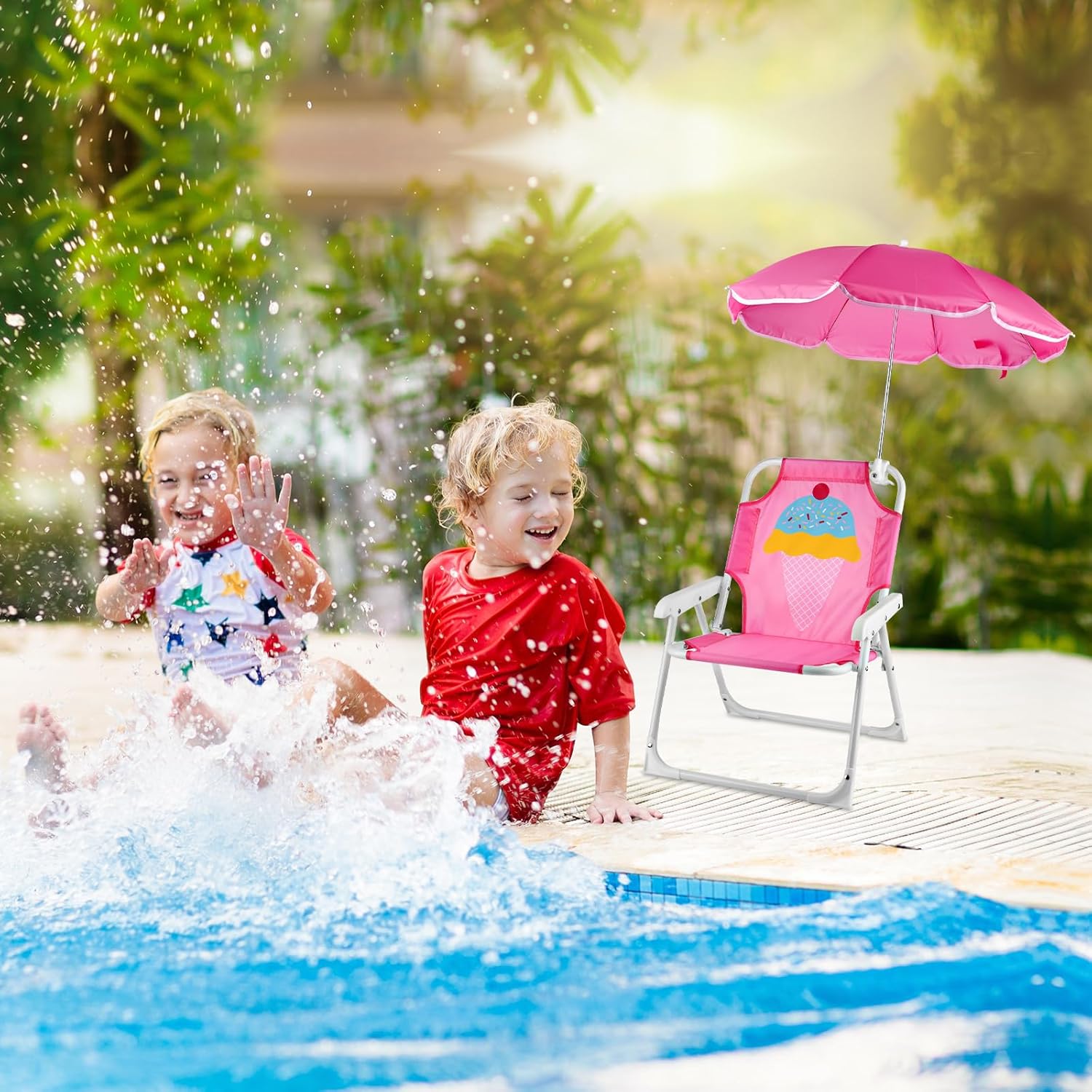 1 Set Folding Beach Chair with - đánh giá và giá Kids Outdoor Lounge Chair With Umbrella