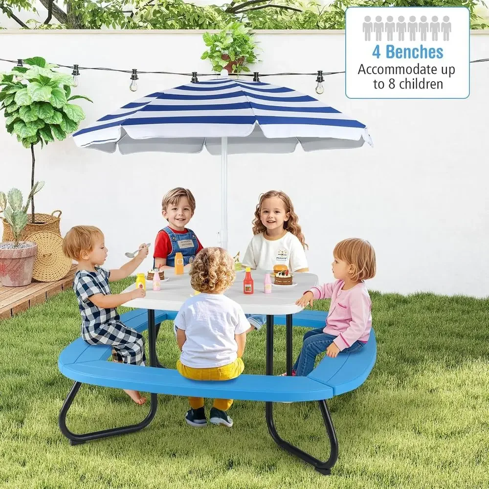8-Person Kids Picnic Table wit - đánh giá và giá Kids Outdoor Activity Table