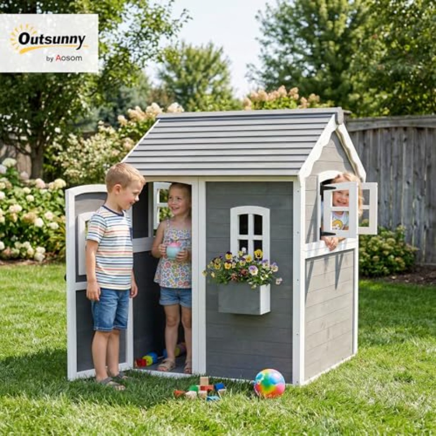 Outdoor wooden playhouse for k - đánh giá và giá Kids Outdoor Flooring