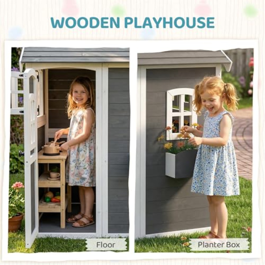 Outdoor wooden playhouse for k - đánh giá và giá Kids Outdoor Flooring