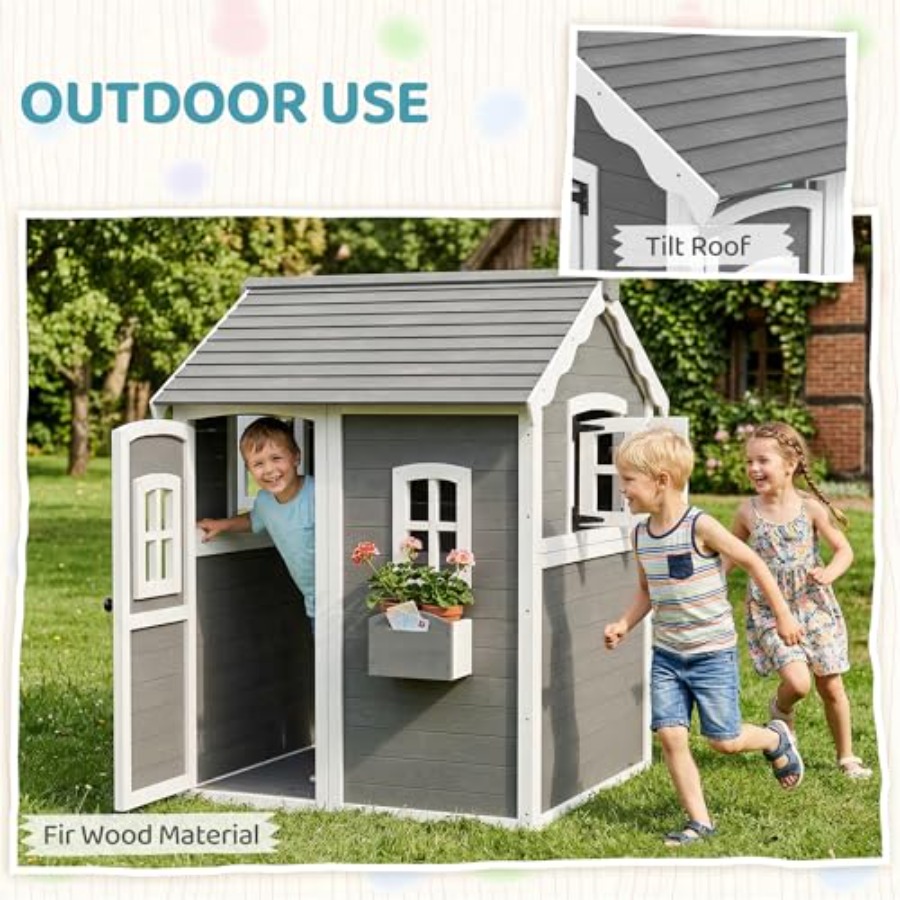 Outdoor wooden playhouse for k - đánh giá và giá Kids Outdoor Flooring