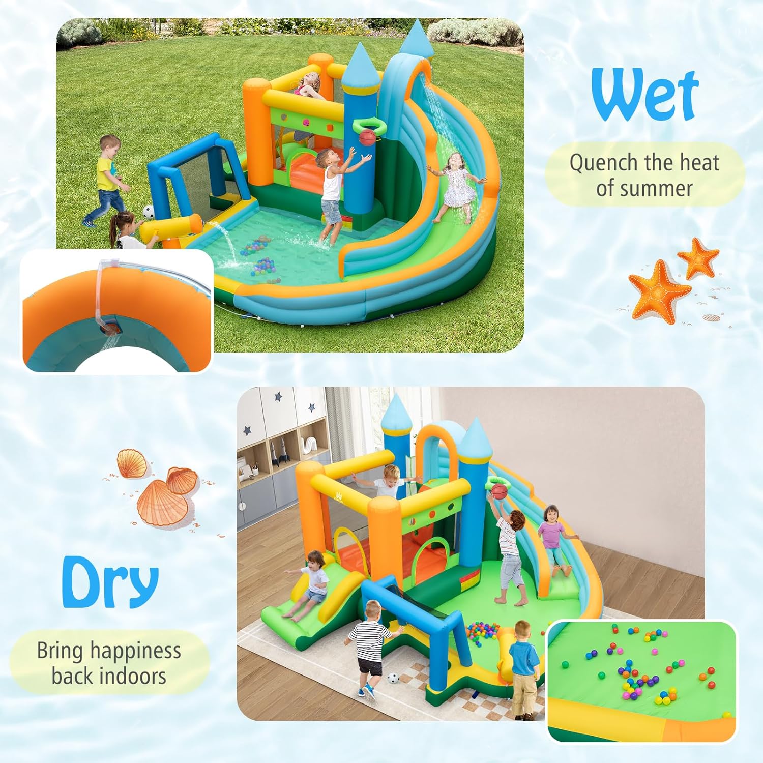 9-in-1 Inflatable Water Slide  - đánh giá và giá Kids Outdoor Jumping Castle