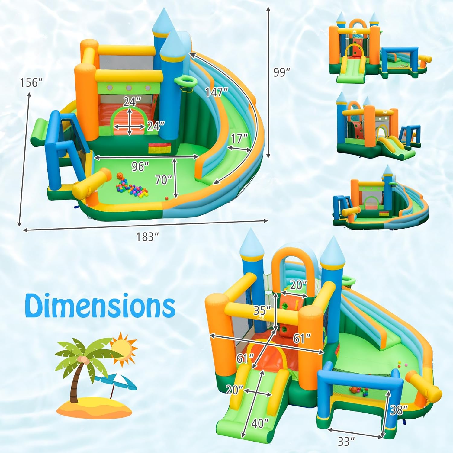 9-in-1 Inflatable Water Slide  - đánh giá và giá Kids Outdoor Jumping Castle