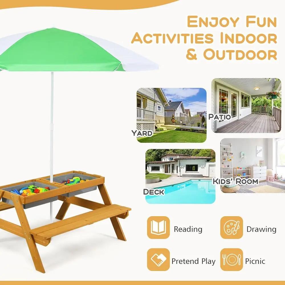 3-in-1 Height-Adjustable Umbre - đánh giá và giá Kids Outdoor Activity Table