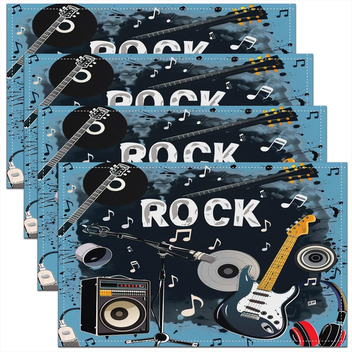 Rock Music Placemats Set of 4  - đánh giá và giá Kids Outdoor Kitchen