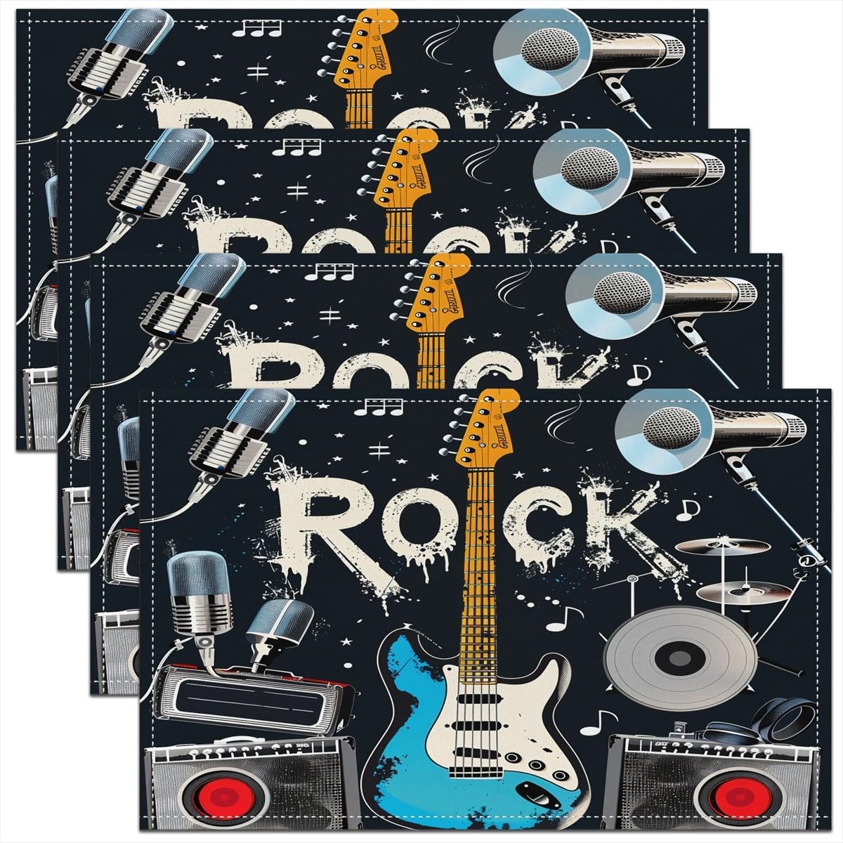 Rock Music Placemats Set of 4  - đánh giá và giá Kids Outdoor Kitchen