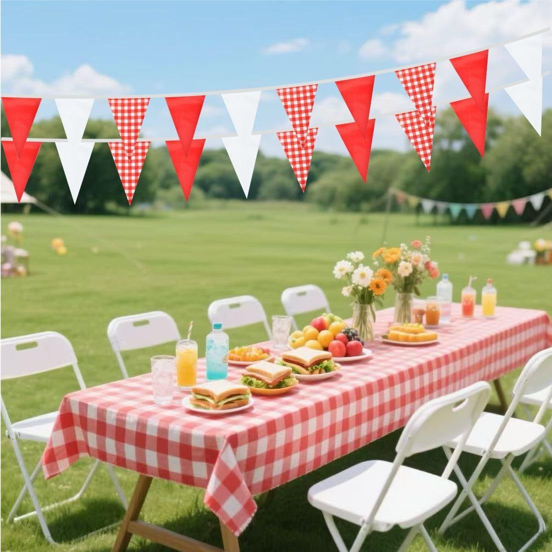 Red and White Banner Triangle  - đánh giá và giá Kids Outdoor Garden Set