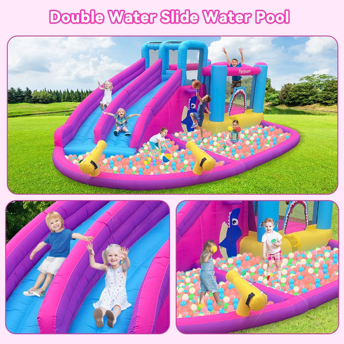 Twin Water Slides Inflatable B - đánh giá và giá Kids Outdoor Climbing